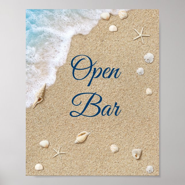 Blue Beach Waves Open Bar Poster (Front)