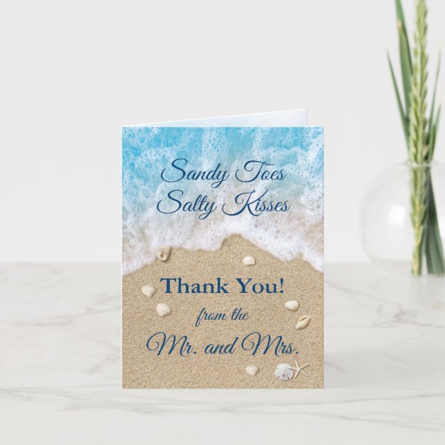 Blue Beach Waves Photo Thank You Card (Front)