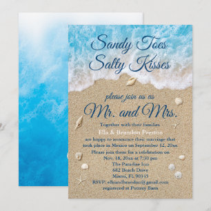 Blue Beach Waves Post Wedding Reception Card