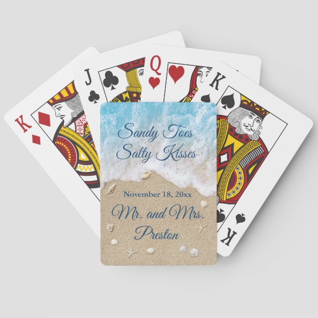 Blue Beach Waves Sandy Toes Playing Cards (Back)