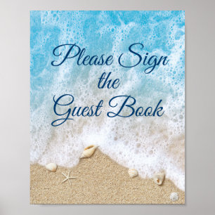 Blue Beach Waves Sign the Guest Book Poster 2