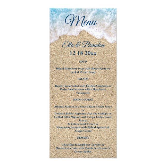 Blue Beach Waves Wedding Menu 2 (Front)