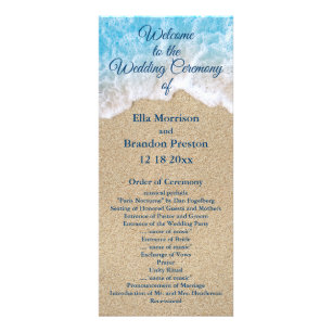 Blue Beach Waves Wedding Program 2 Rack Card