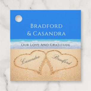  Blue Beach Wedding 2 Hearts in the Sand  Favour Tags