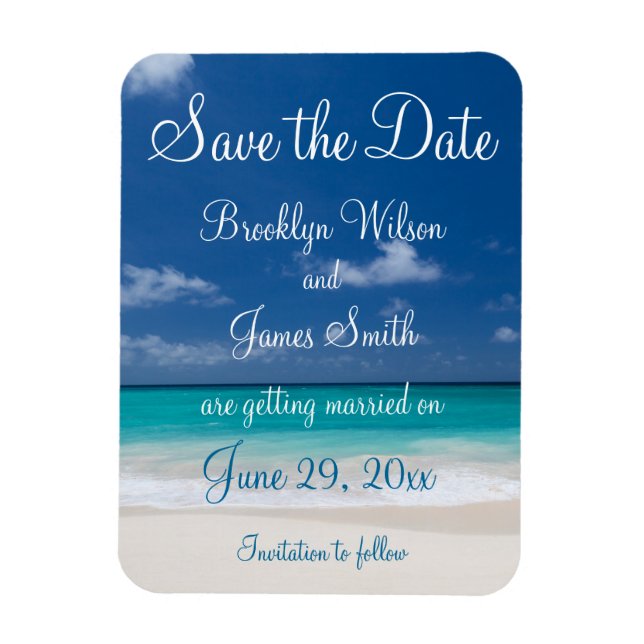 Blue Beach Wedding Save The Date Magnet (Vertical)