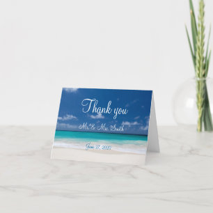 Blue Beach Wedding Thank You Cards