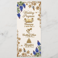 Blue Bead Elegant Floral Wedding Program