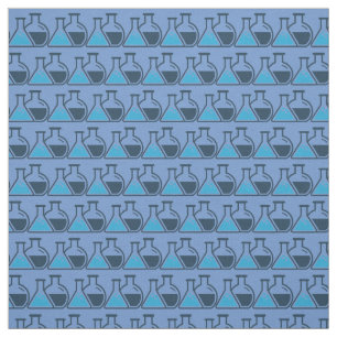 Blue Beakers Chemistry Science Tiled Design Fabric