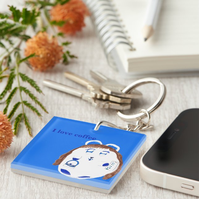 blue bean teen key ring (Front Right)