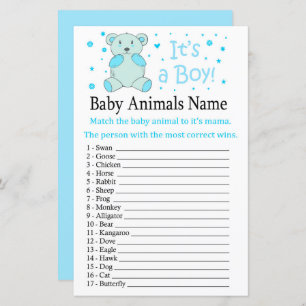 Blue bear Baby Animals Name Game
