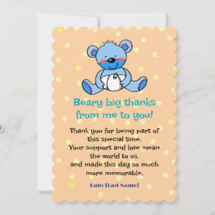 Blue Bear Baby Design Thank You Card