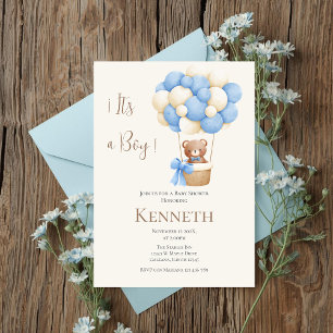Blue Bear Baby Shower Boy invitation