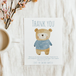 Blue Bear Baby Shower Cute thank you Card