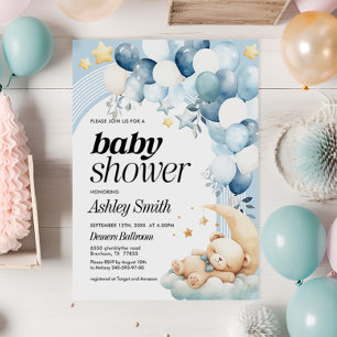 Blue Bear Baby Shower Invitation