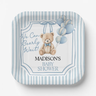 Blue Bear Baby Shower Paper Plate