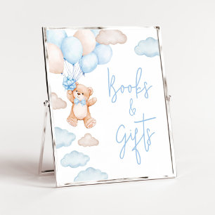 Blue Bear Balloon Baby Shower Books and Gifts Poster
