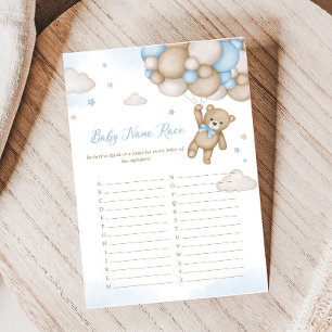 Blue Bear Balloons Baby Shower Baby Name Race Game