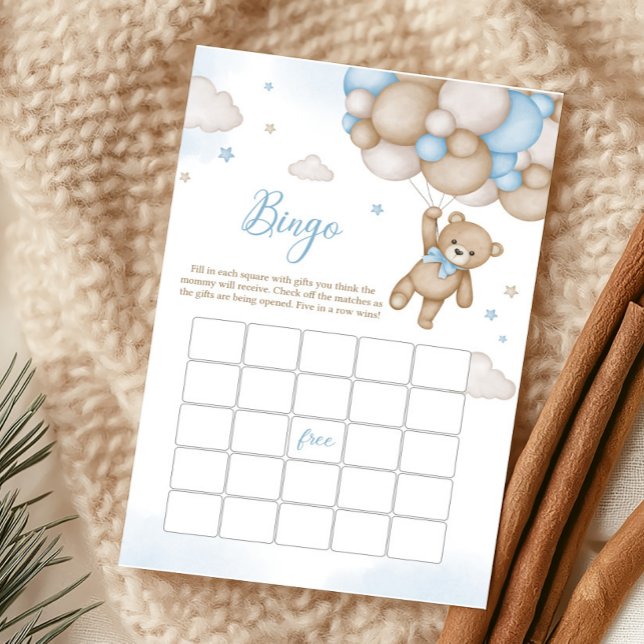 Blue Bear Balloons Baby Shower Bingo Game (Blue Bear Baby Shower Bingo Game
)