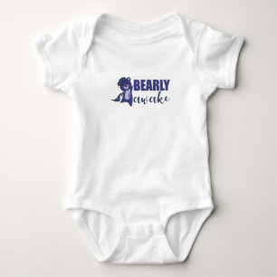 Blue Bear Bearly Awake Cute Bear Teddy Bear Baby Bodysuit