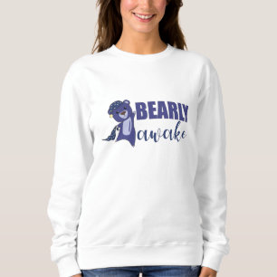Blue Bear Bearly Awake Cute Bear Teddy Bear Sweatshirt