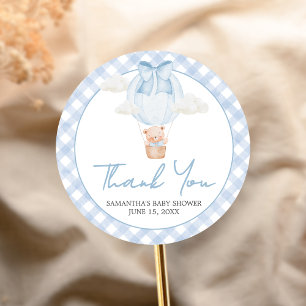 Blue Bear Bearly Wait Baby Shower Classic Round Sticker
