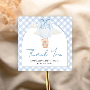 Blue Bear Bearly Wait Baby Shower Square Sticker