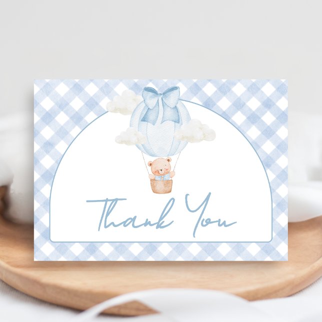 Blue Bear Bearly Wait Baby Shower Thank You Card (Bear Baby Shower Thank You Card)