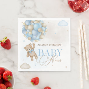 Blue Bear Boy Baby Shower Napkin