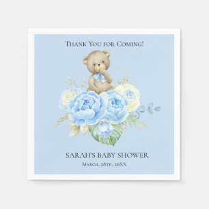 Blue Bear Boy Theme   Baby Shower Napkins