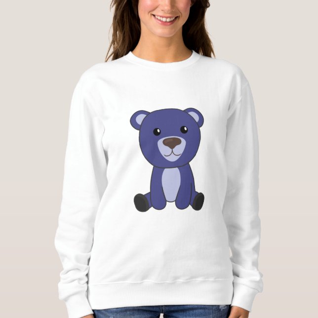 Blue Bear Colourful Bears Cute Animals Teddy Bears Sweatshirt (Front)