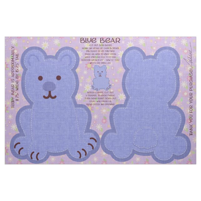 Blue Bear Fat Quarter Cut and Sew Kit Cute Fabric (Fat Quarter)