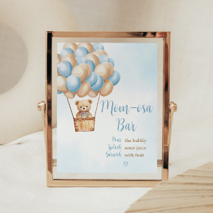 Blue Bear Hot Air Balloon Baby Shower Mum Osa Bar Poster