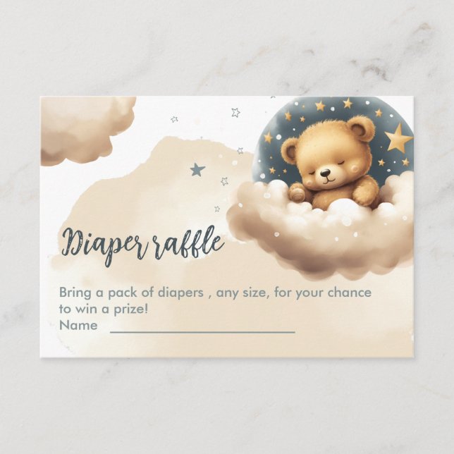 Blue bear on clouds baby shower invitation  (Front)