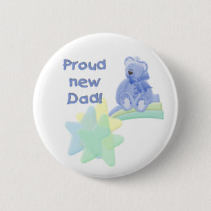 Blue Bear Proud New Dad 6 Cm Round Badge