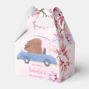 Blue Bear Race car Tropical flower Birthday party Favour Box