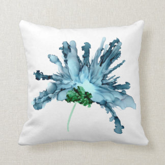 Blue bearded lily hand painted--white/blue cushion