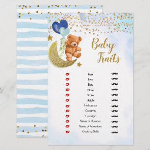 Blue Bearly Baby Traits Games Shower