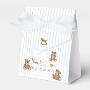 Blue Bearly Wait Baby Shower Elegant Stripe  Favour Box