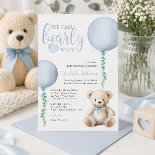 Blue Bearly Wait Baby Shower Invitation Boy