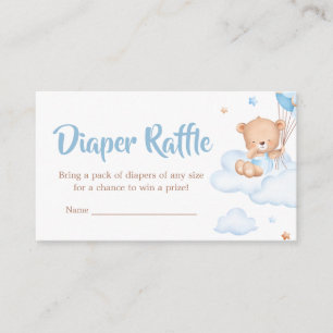 Blue Bearly Wait Clouds Baby Shower Diaper Raffle Enclosure Card