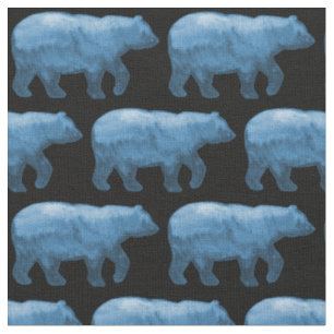 Blue Bears on Black Fabric H