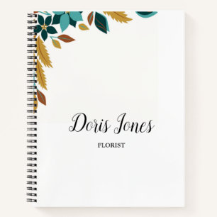 Blue beauty flower fall leaves notebook