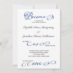 Blue Become as One Beach Wedding Invitation