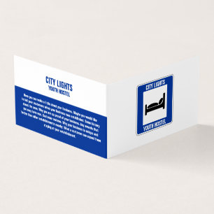 Blue Bed Logo, Hostel Accommodation Detailed Business Card