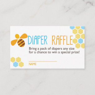 Blue Bee Diaper Raffle Ticket Enclosure Card
