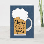 Blue Beer Cheers to 35 Years Birthday Card<br><div class="desc">A modern cheers to 35 years birthday card, which you can easily personalise with the number of years needed. The front of this beer 35th birthday card for him features a mug of beer against a geometric blue background. Inside threads a birthday message, which you can easily personalise. The back...</div>