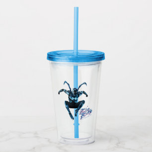 Blue Beetle Leaping Character Art Acrylic Tumbler