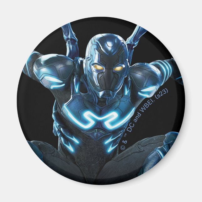 Blue Beetle Leaping Character Art Magnet (Front)
