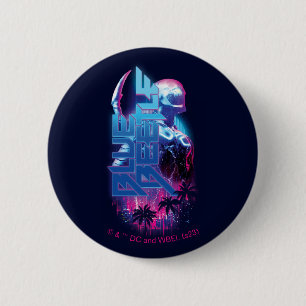 Blue Beetle Retrowave City Lights 6 Cm Round Badge