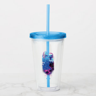 Blue Beetle Retrowave City Lights Acrylic Tumbler